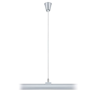 Moderne Pendelleuchte aus silbernem Metall mit schlankem Design für stilvolle Innenbeleuchtung