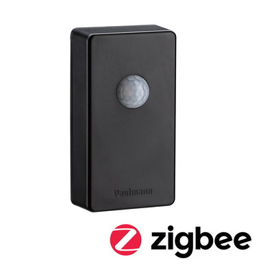 Détecteur de mouvement noir en plastique avec lentille ronde et technologie Zigbee pour éclairage intelligent