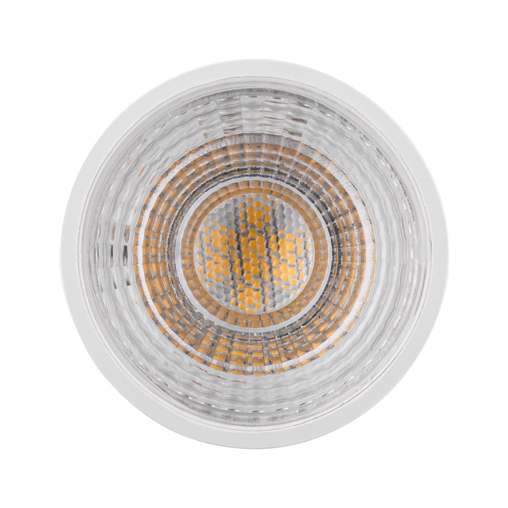 Round spotlight with clear glass and white frame, LED lamp for energy-efficient lighting
