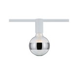 Moderne LED-Glühbirne mit halbverspiegeltem Glas und weißem Halter für Schienensystembeleuchtung