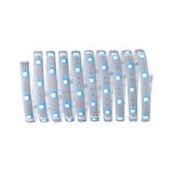 Flexible LED strip light with blue LEDs and adhesive backing for versatile lighting solutions.