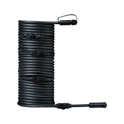 Black extension cable with connectors made of durable material for flexible power supply