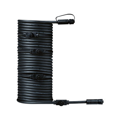 Black extension cable with connectors made of durable material for flexible power supply