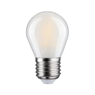 Kleine LED-Glühbirne mit mattiertem Glas und Metallfassung für energiesparende Beleuchtung