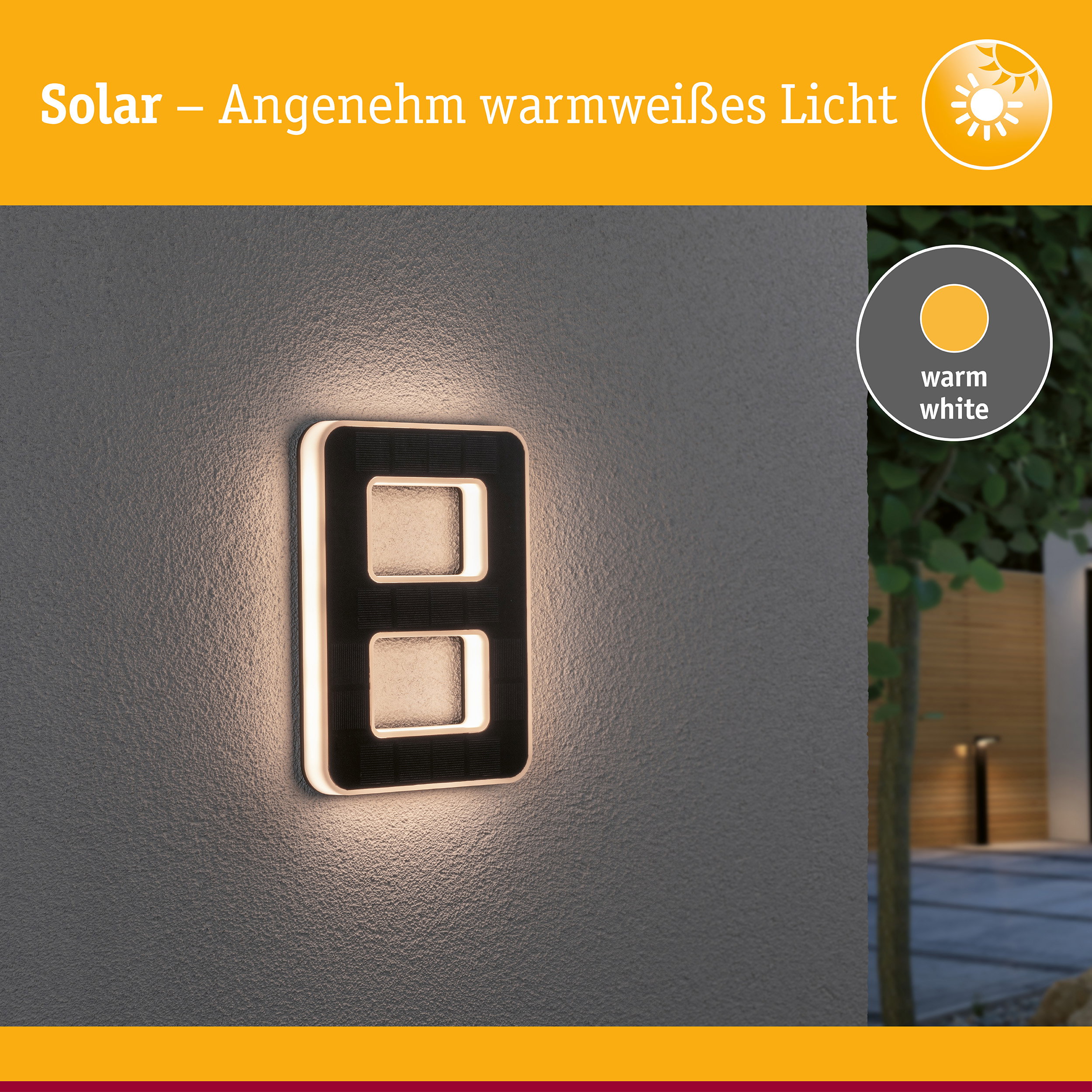 Solar LED Hausnummernleuchte inkl. wechselbarer Akku Nummer 8 IP44 3000K 6lm Schwarz