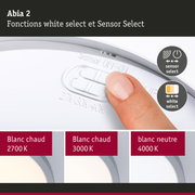 Panneau LED Abia 2 White Select Détecteur de mouvement crépusculaire (HF) rond 400mm 16W 1400lm White Select Chrome mat