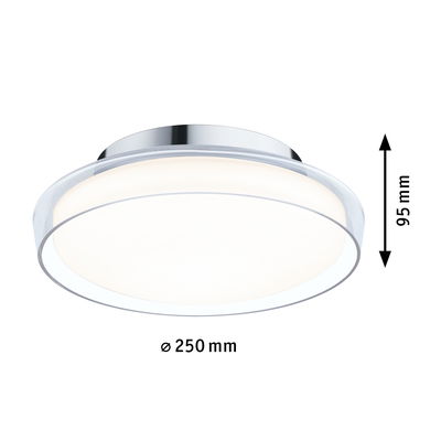 Ronde LED-plafondlamp met chromen frame en wit acrylglas, 250 mm diameter, moderne verlichting