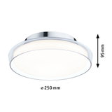 Round LED ceiling light with chrome frame and white acrylic glass, 250 mm diameter, modern room lighting