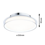 Plafonnier LED rond avec cadre chromé et verre acrylique blanc, diamètre 250 mm, éclairage moderne