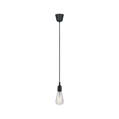 Black pendant light with clear bulb design made of metal for modern living spaces