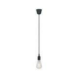 Suspension noire avec ampoule claire en métal pour espaces de vie modernes