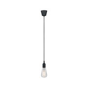 Black pendant light with clear bulb design made of metal for modern living spaces
