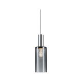 Modern pendant light with smoked glass and chrome metal for stylish room lighting