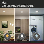 Alya Deckenleuchte zeigt drei Lichtfarben warmweiß, neutralweiß und tageslicht für Wohnräume
