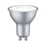 Silver LED reflector lamp with GU10 base made of aluminum for energy-efficient lighting