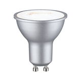 Silver LED reflector lamp with GU10 base made of aluminum for energy-efficient lighting