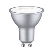 Silver LED reflector lamp with GU10 base made of aluminum for energy-efficient lighting