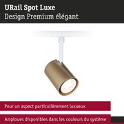 Spot URail Luxe doré mat avec support blanc en métal pour un éclairage LED élégant et moderne