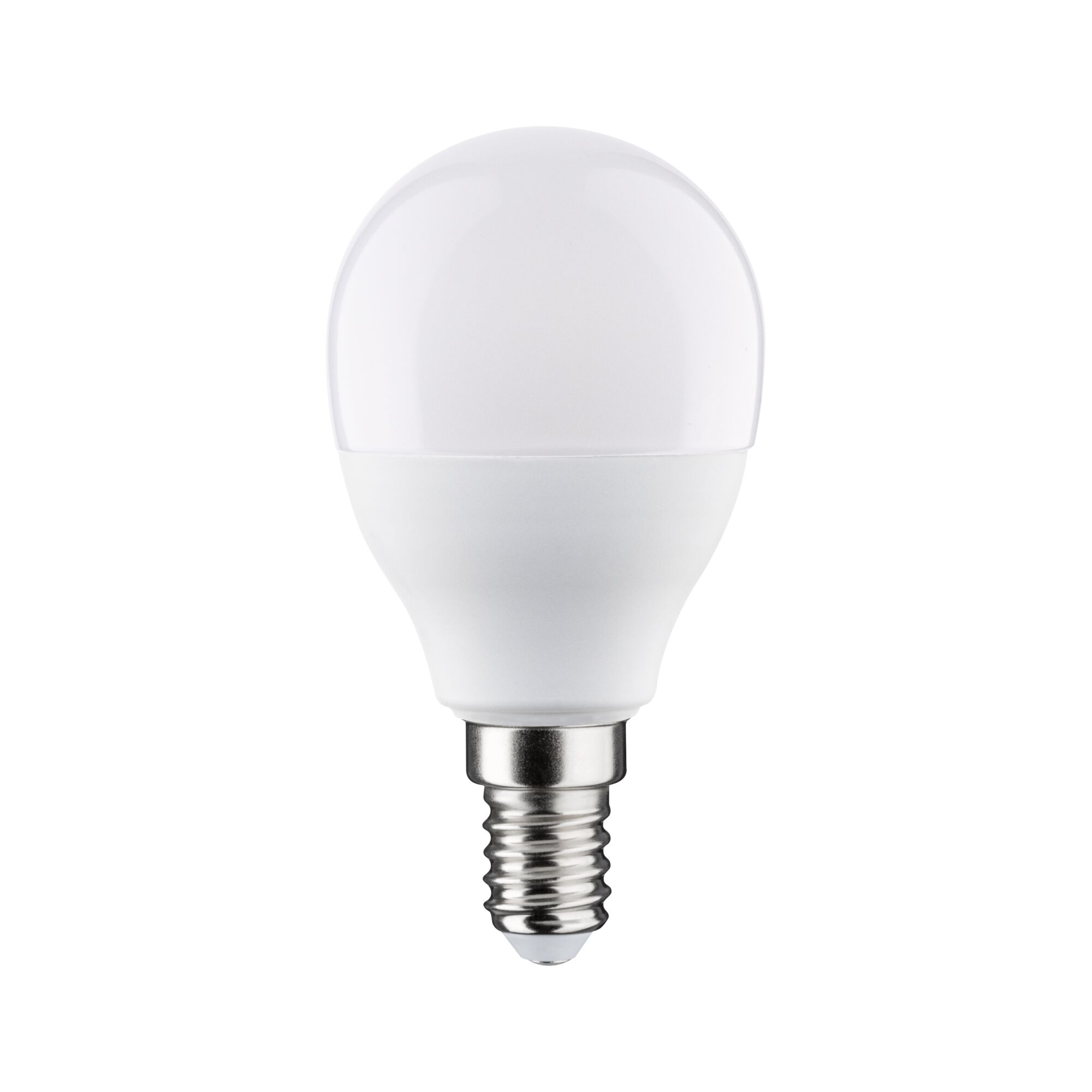 Weiße LED-Lampe mit E14-Sockel aus Kunststoff und Glas für energiesparende Beleuchtung