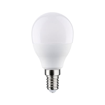 Weiße LED-Lampe mit E14-Sockel aus Kunststoff und Glas für energiesparende Beleuchtung