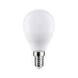 Witte LED-lamp met E14-fitting van kunststof en glas voor energiezuinige verlichting