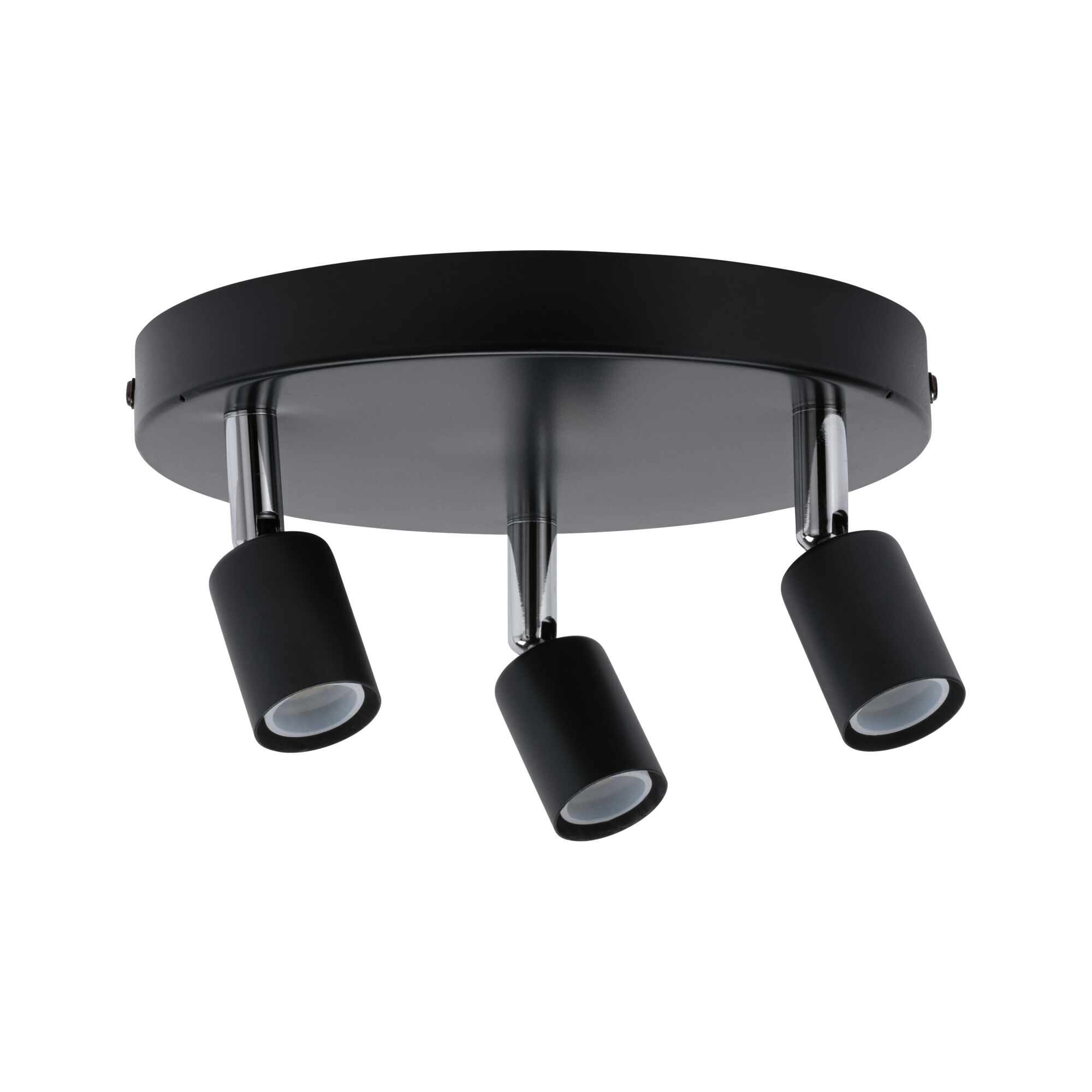 Spotlight Carolina IP44 GU10 230V max. 3x10W gradable Anthracite/Chrome Plafonnier rond avec trois spots LED noirs en métal pour un éclairage moderne