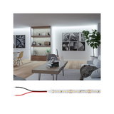 24V LED strip light with connection cables, perfect for indirect lighting in modern living spaces