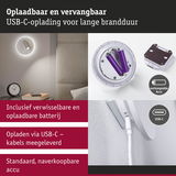 Oplaadbare witte wandlamp met USB-C-kabel en verwisselbare accu voor lange brandduur