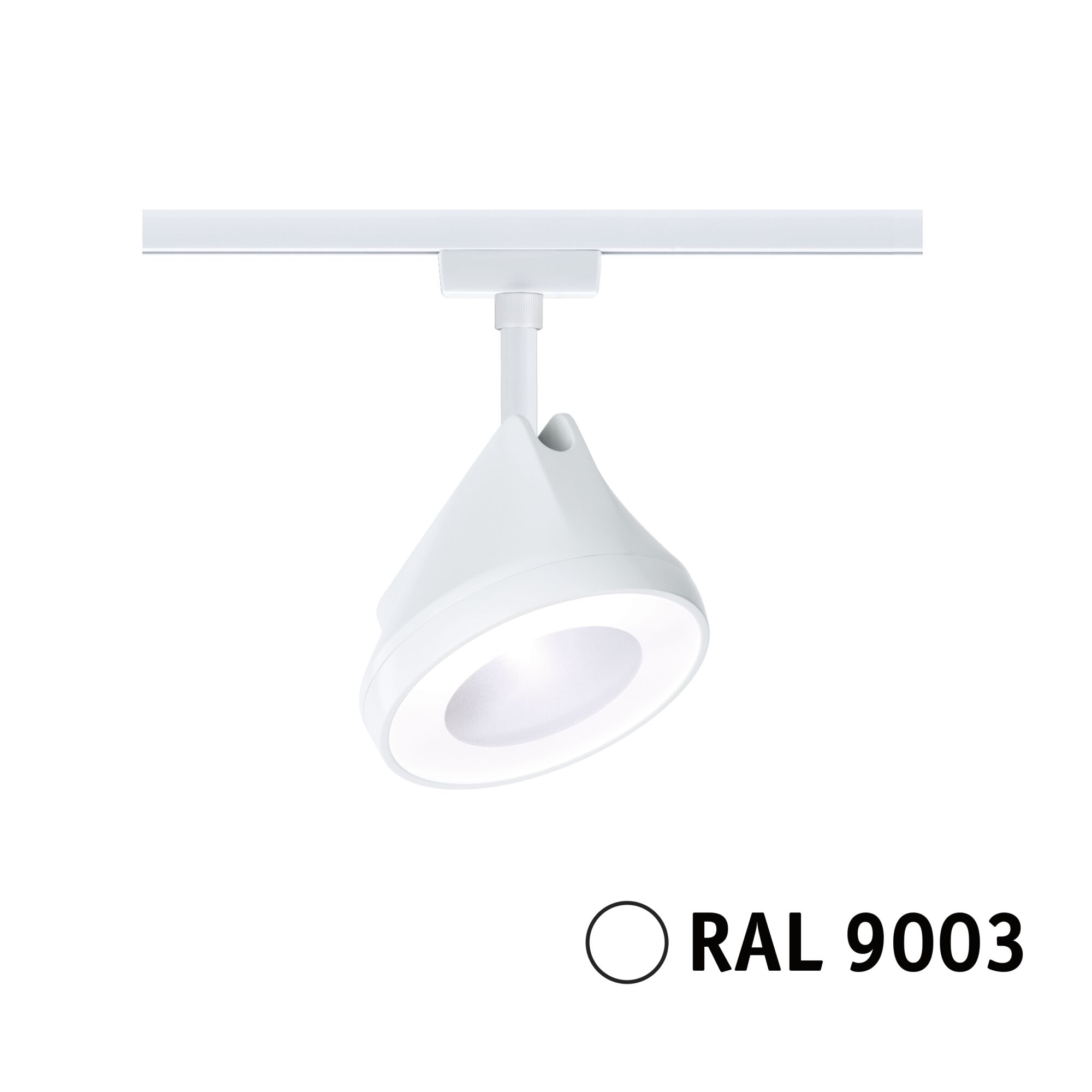 Moderner weißer LED-Strahler aus Kunststoff für Schienensysteme, energiesparende Beleuchtungslösung