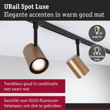 URail Spot Luxe mat gouden spot met zwarte rail, dimbaar en verwisselbare lamp