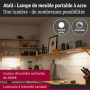 Étagère de cuisine avec lampe de meuble portable Atali à lumière blanche neutre dimmable 4000K