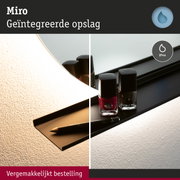 Zwart wandrek met geïntegreerde opslag en IP44 bescherming voor badkamer of vochtige ruimtes