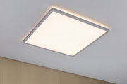 Modern square LED ceiling light with white aluminium frame and warm white light for living spaces