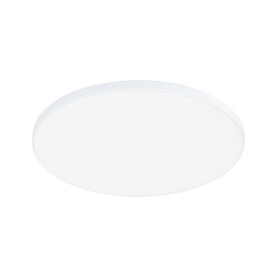 Round white LED ceiling light with matte plastic frame for modern indoor lighting