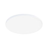 Round white LED ceiling light with matte plastic frame for modern indoor lighting