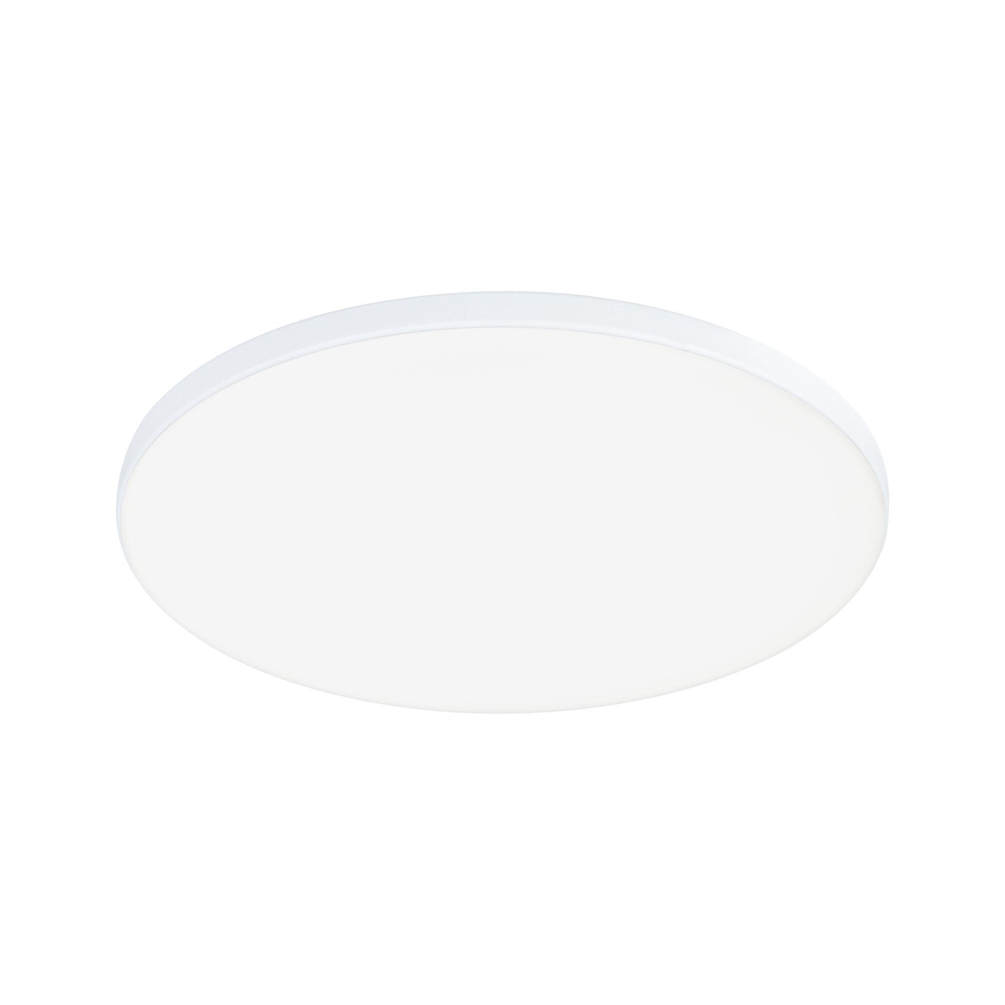 Round white LED ceiling light with metal frame for energy-efficient room lighting