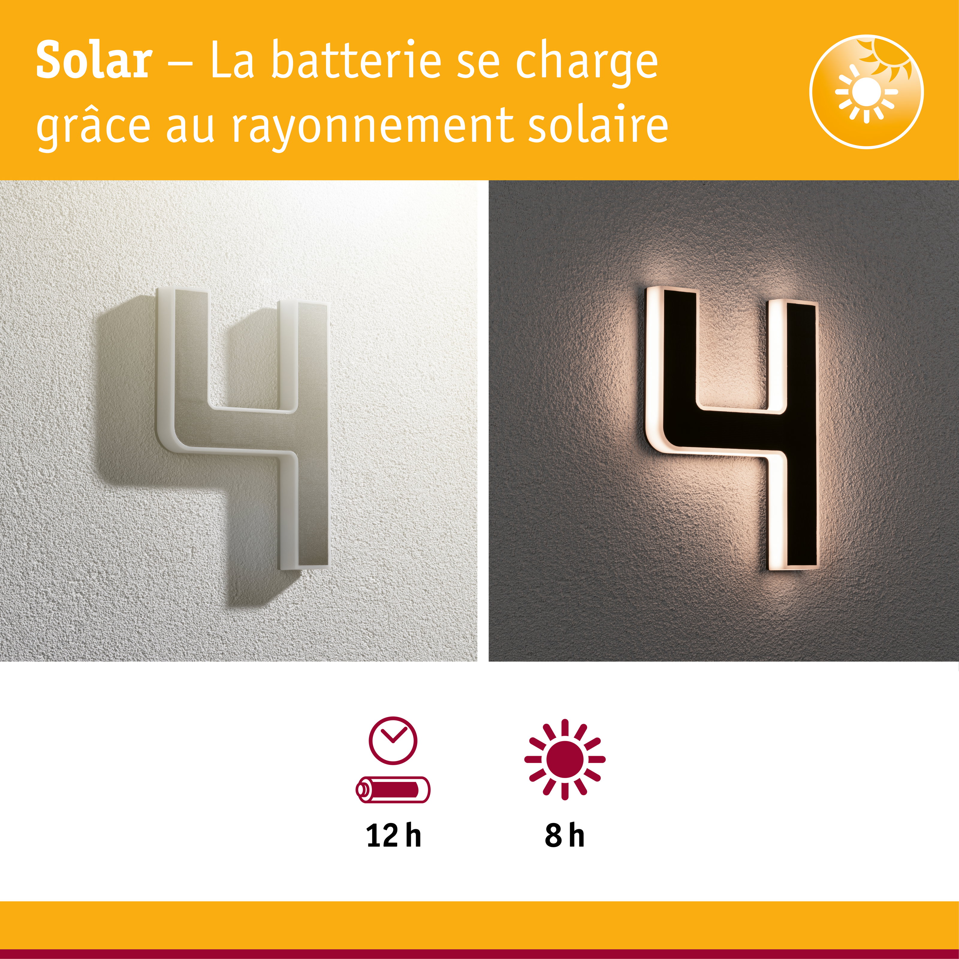 Applique murale LED blanche solaire, lampe extérieure économique avec longue autonomie de batterie
