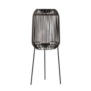 Vloerlamp met zwart metalen frame en kooi-ontwerp, moderne LED-verlichting voor woonruimtes