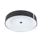 Plafonnier rond avec diffuseur blanc et bord en feutre gris, éclairage LED intérieur moderne