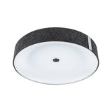 Plafonnier rond avec diffuseur blanc et bord en feutre gris, éclairage LED intérieur moderne