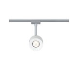 Spot LED moderne blanc en métal sur rail argenté pour un éclairage d’intérieur flexible