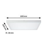 Weißes quadratisches LED-Panel 600x600 mm mit 38 mm Höhe für moderne Raumbeleuchtung