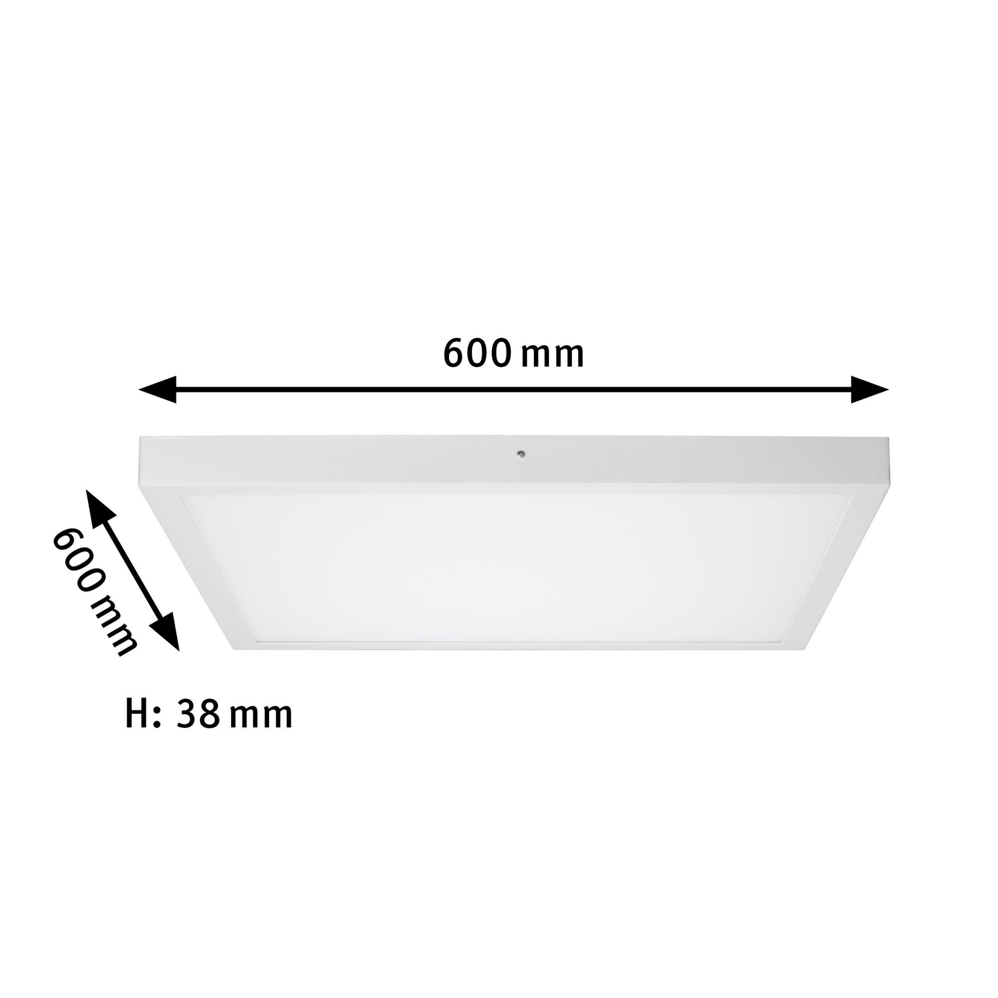 Panneau LED carré blanc 600x600 mm avec hauteur de 38 mm pour éclairage moderne