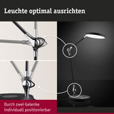 Schwarze LED-Tischleuchte mit zwei verstellbaren Gelenken aus Chrom für flexible Lichtausrichtung