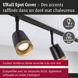 URail Spot Cover noir mat avec accent doré chaud, compatible ampoules GU10 et éclairage intelligent