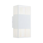 Applique murale en métal blanc avec lames verticales et lumière blanc chaud pour intérieur moderne