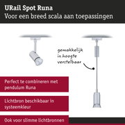 Zilveren URail Spot Runa metalen spot met verstelbare hoogte voor flexibele verlichting