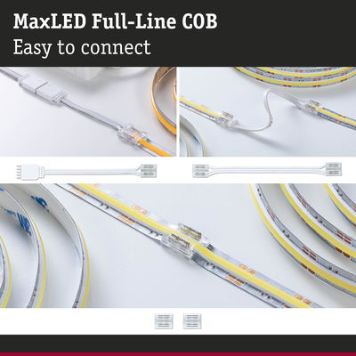 MaxLED Full-Line COB LED-Streifen mit transparenten Steckverbindern für einfache Verbindung und Installation