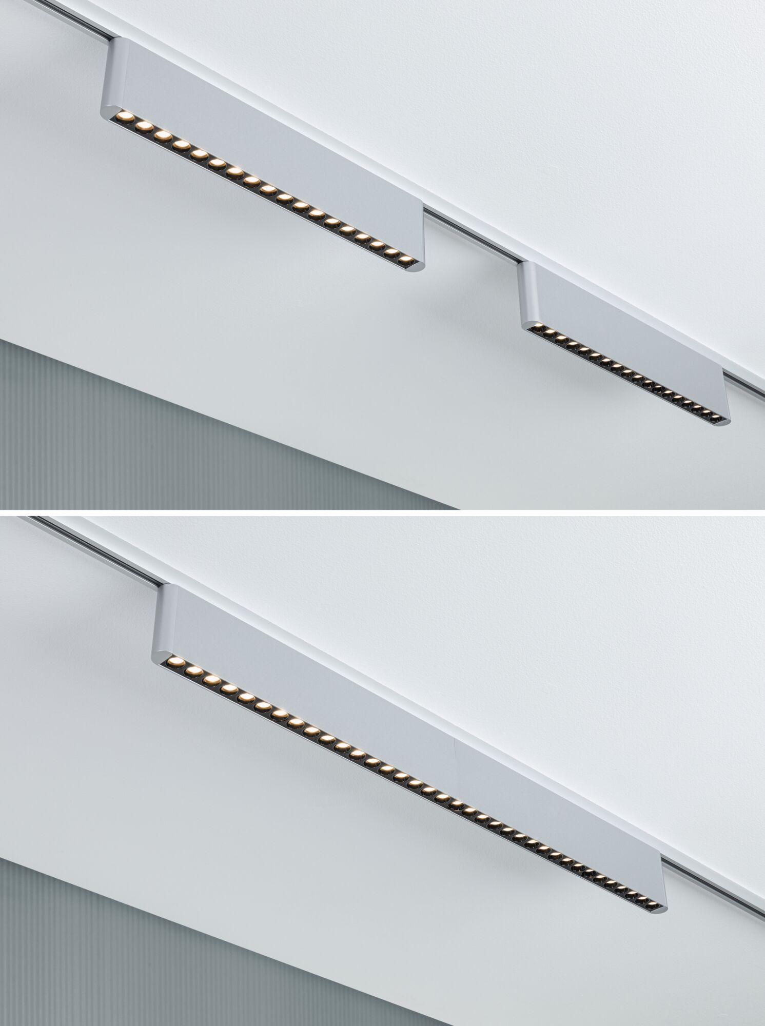 Moderne LED-Schienenleuchte aus grauem Aluminium mit warmweißem Licht für Wohnräume