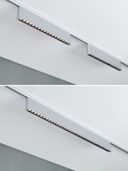 Modern grey aluminium LED track light with warm white illumination for living spaces